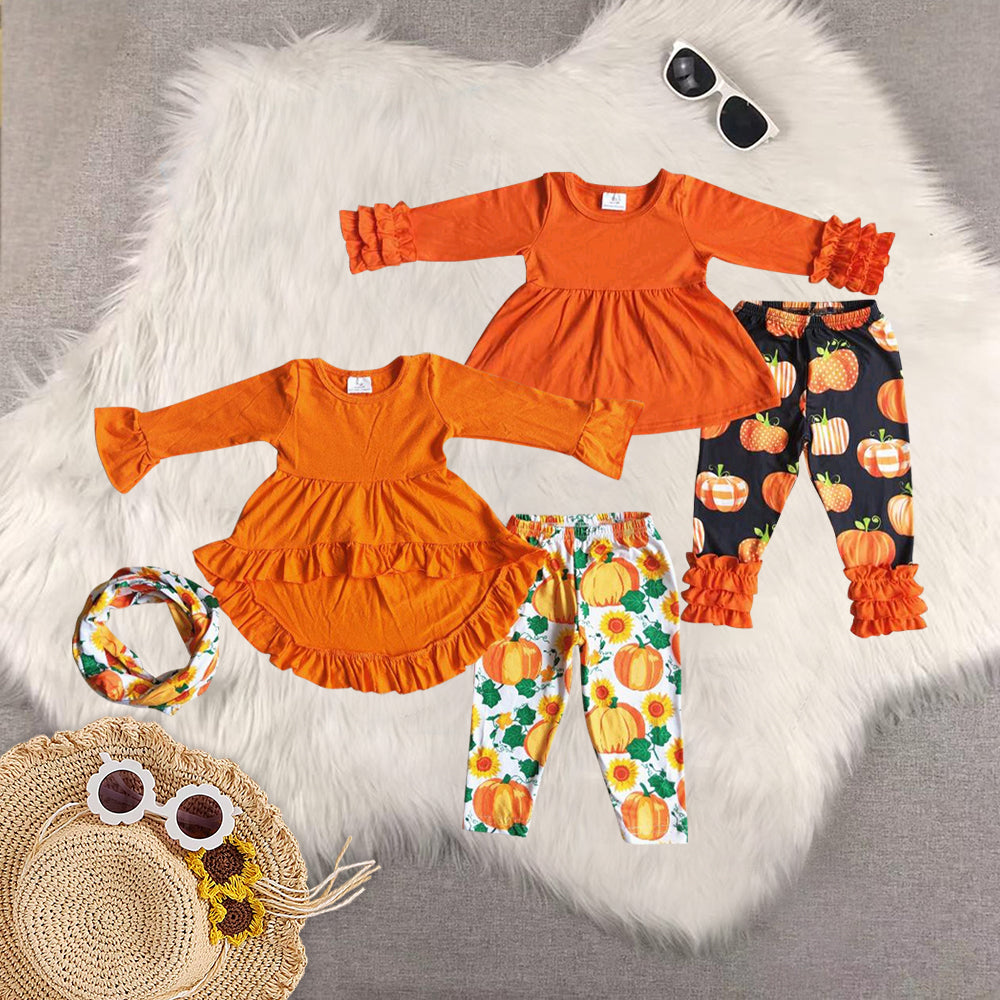 RTS Sibling baby girls clothes halloween embroidery long Sleeve pants sets