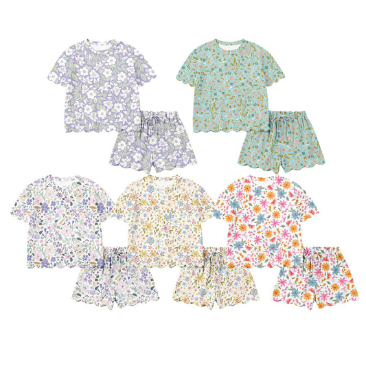 26.1.15 custom each style moq 5 eta 6-8week Sibling Sisters floral baby girl clothes short sleeve shorts sets 5 match family design