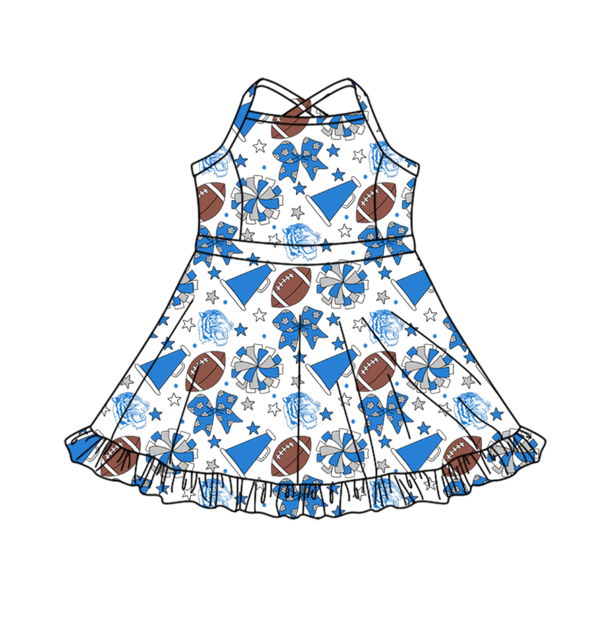 Custom moq 5 mix size milk silk summer teams Baby Girls Strap Stars Bows Yoga Ruffle Knee Length Dresses Activity Wear Cute Kids Clothing