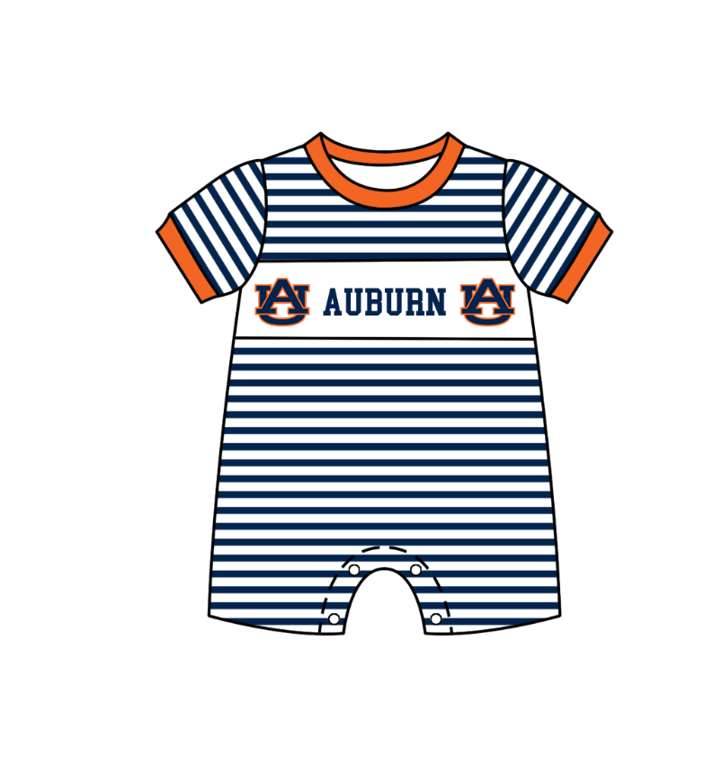 Custom moq 5 mix size milk silk summer teams Boys Navy Blue Short Sleeve Top Striped Shorts Set With Matching Romper Girls Flutter Sleeve Polka Dot Dress Romper