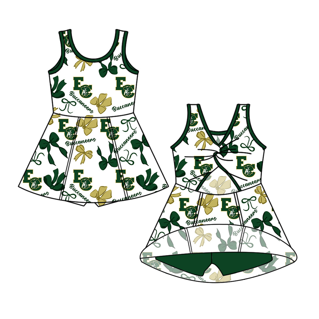Custom moq 5 mix size milk silk summer teams Baby Girls Bow Sleeveless Yoga Active Knee-Length Dresses