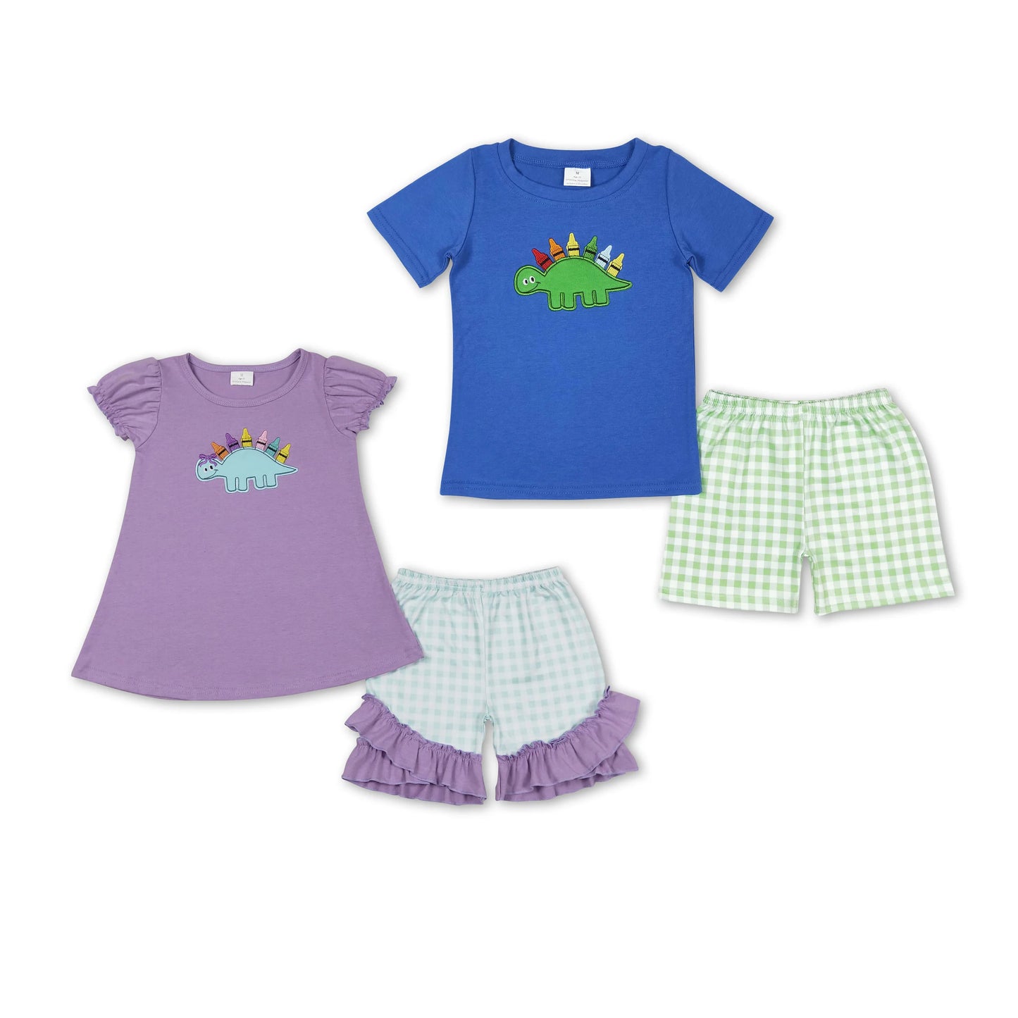 RTS NO MOQ Embroidery short-sleeved shorts suit & short-sleeved sets