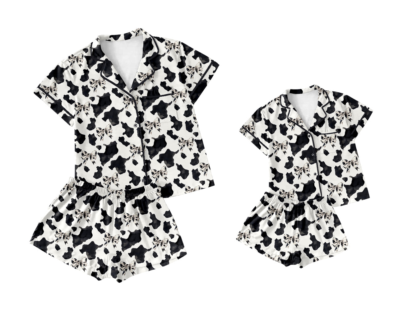 3.20 custom each style moq 5eta 4-6week Sibling Sister bow short sleeve shorts sets and adult sets match design