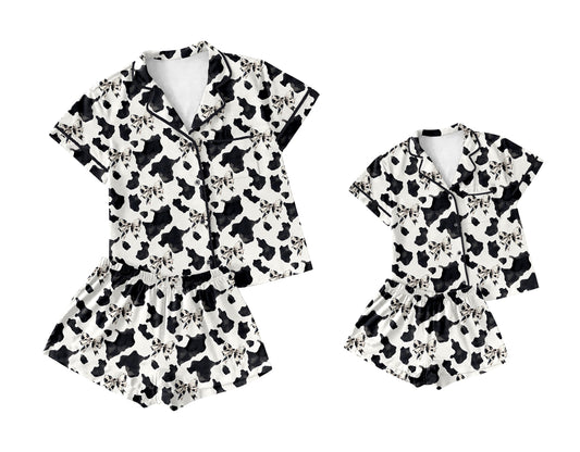 3.20 custom each style moq 5eta 4-6week Sibling Sister bow short sleeve shorts sets and adult sets match design