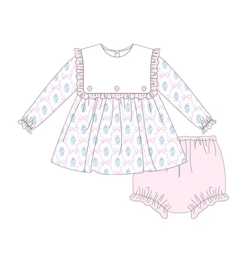 5.18custom each style moq 5eta 4-5week Sibling Sister vase butterfly festival print pink girls and boys outfits and baby romper and dress match family design