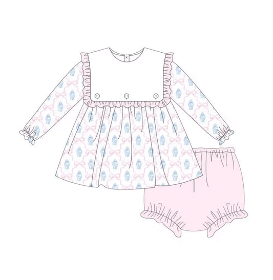 5.18custom each style moq 5eta 4-5week Sibling Sister vase butterfly festival print pink girls and boys outfits and baby romper and dress match family design