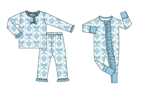 25.8.27 custom each style moq 5eta 4-6week Sibling Sisters pumpkin bow blue baby girl clothes long sleeve pants sets and romper match family design