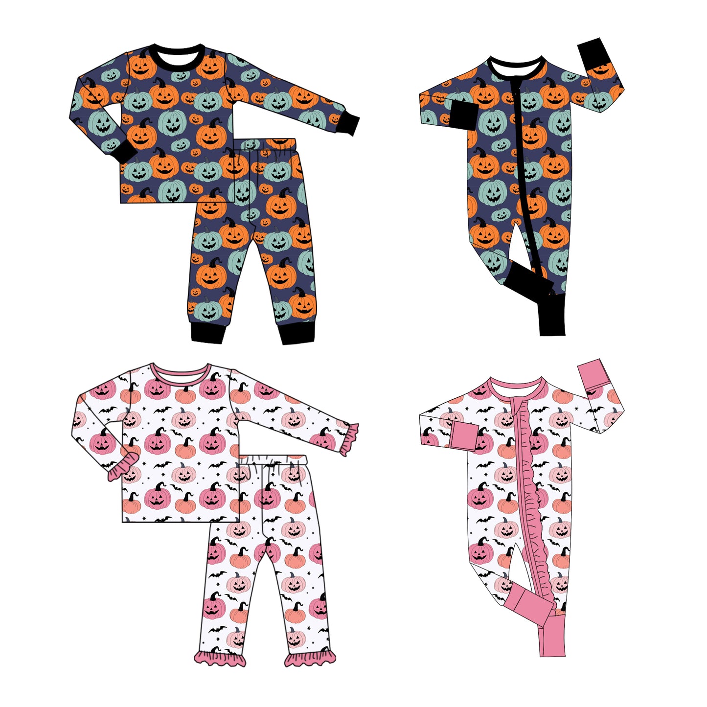 25.6.24 custom each style moq 5eta 4-6week Sibling Sisters halloween baby girl long sleeve pants sets 1 and sets 2 and romper 1 and romper 2 match family design
