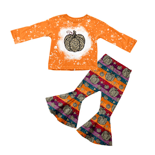 5.21custom each style moq 5eta 4-5week Sibling Sister Halloween pumpkin print orange girls outfits and baby romper and dress match family design