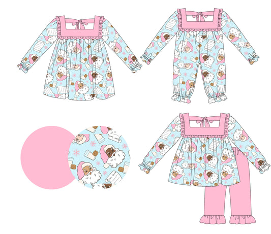 25.6.13 custom each style moq 5eta 4-6week Sibling Sisters Christmas baby girl long sleeve pants sets and dress and rompers match family design