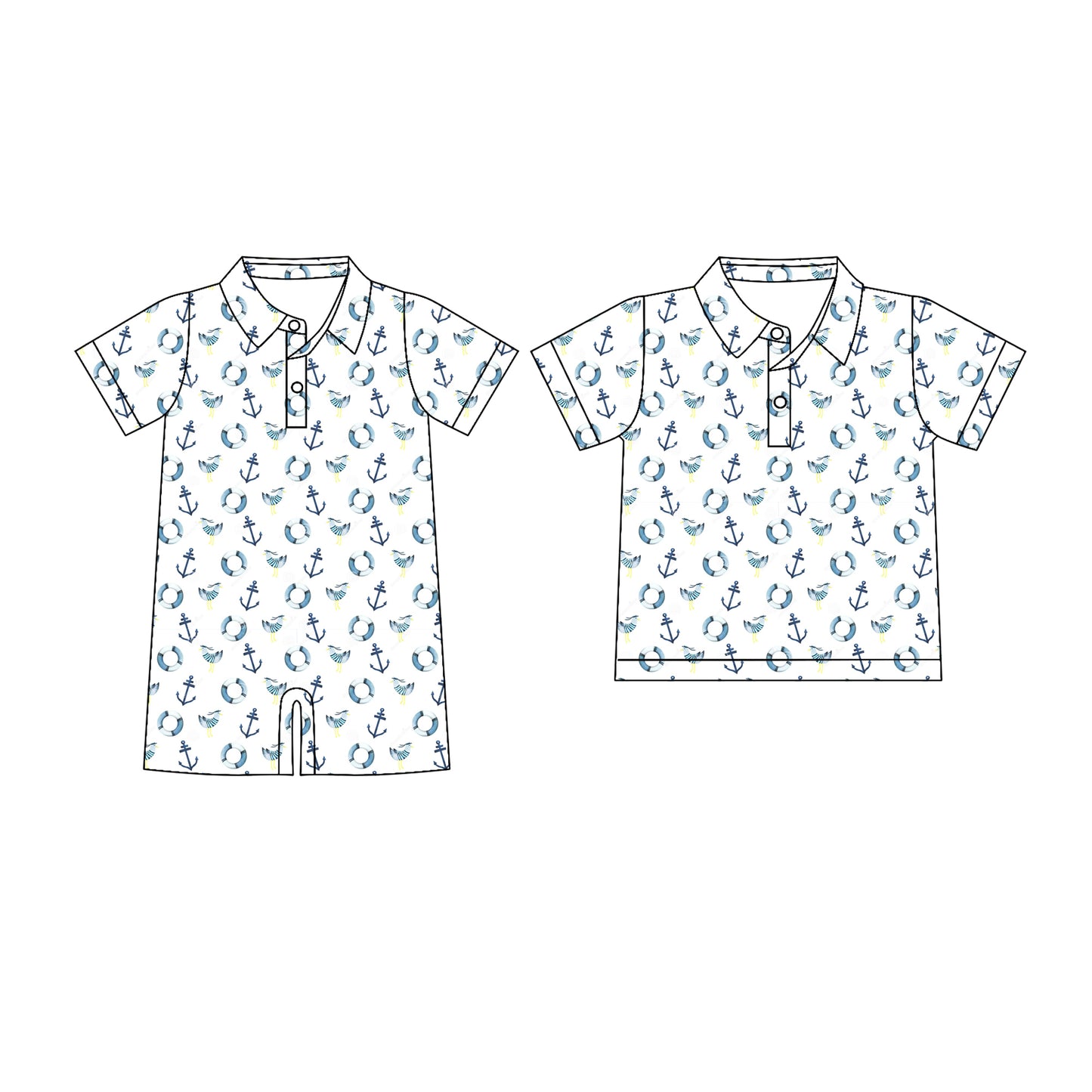 Custom moq 5 mix size Sibling Baby Boys  Short-Sleeved Polo Shirt Romper Comfortable Breathable Clothing