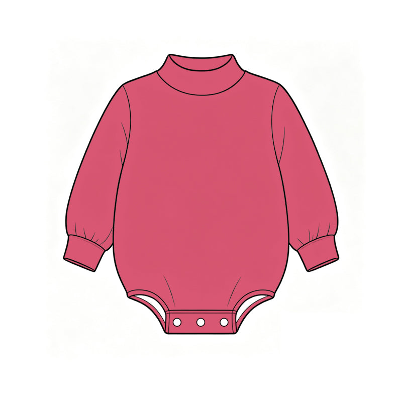 Custom moq 5 boys Blank Cotton Jumpsuit Rose Pink Long-sleeve high-neck Jumpsuit