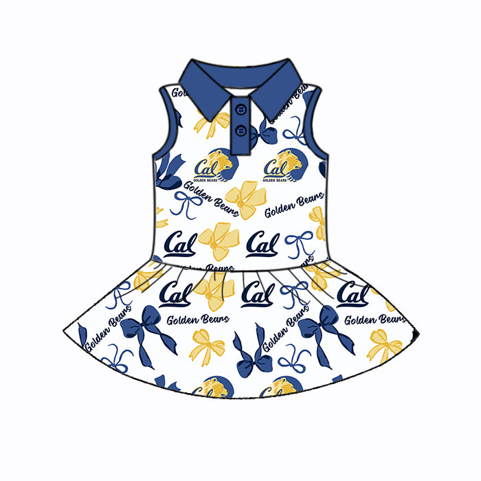 Custom moq 5 mix sizes summer teams baby girls clothes team blue short sleeve skirts shorts sets dress 1 and dress 2 and dress 3 and dress 4-25.5.24