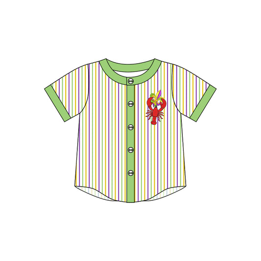 10.9 custom each style moq 5 eta 4-6week baby girls clothes MARDI GRAS striped short sleeve top