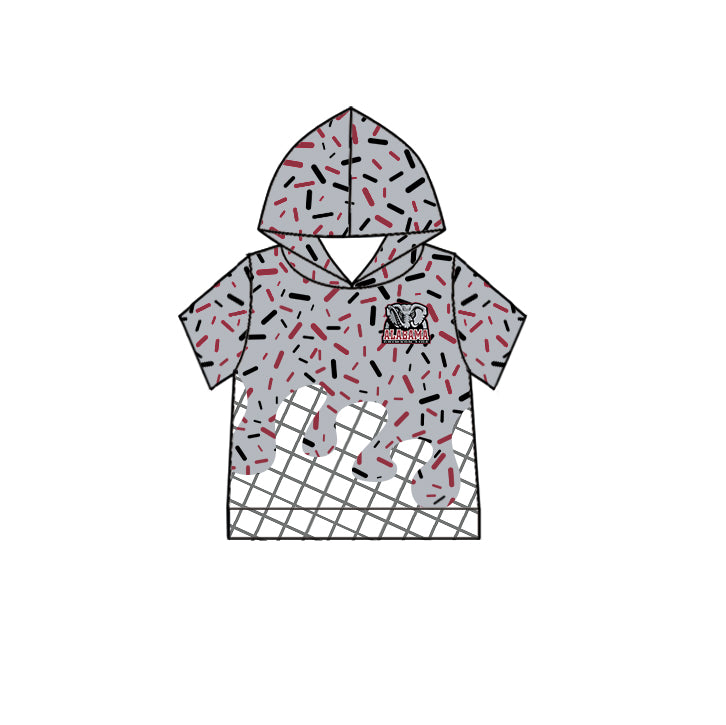 Custom moq 5 mix size milk silk summer teams Baby Camo Hooded Short Sleeve Top and Shorts Set Ice Cream Drips Hooded Top with Matching Shorts