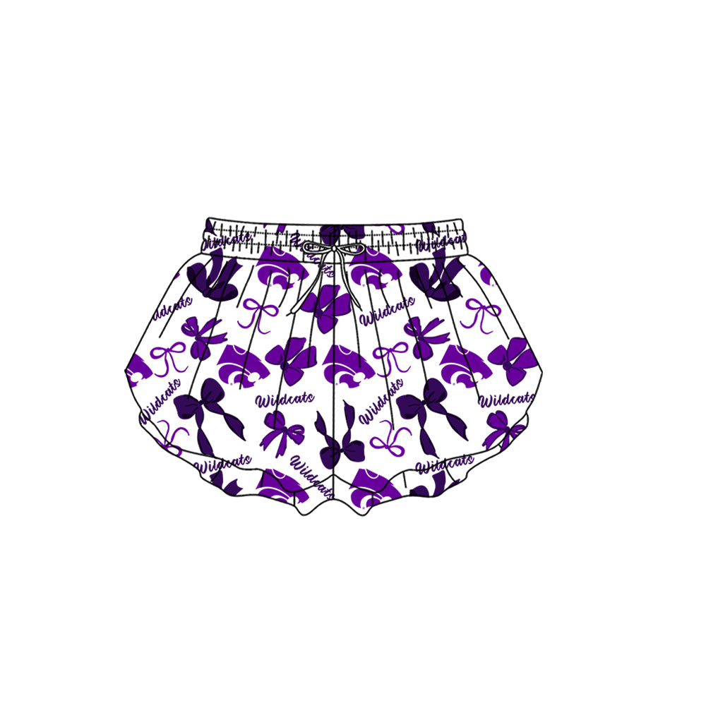 Custom moq 5 mix size milk silk summer teams Baby Girls Purple Black Bow Vest Top Skirt Shorts Sets Sleeveless Knee Length Dresses Yoga Shorts Yoga Active Outfit