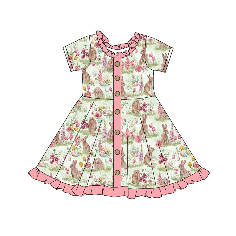 10.16 custom each style moq 5eta 4-6week Sibling Sister easter rabbit pink baby girl sets and dress and rompers match family design