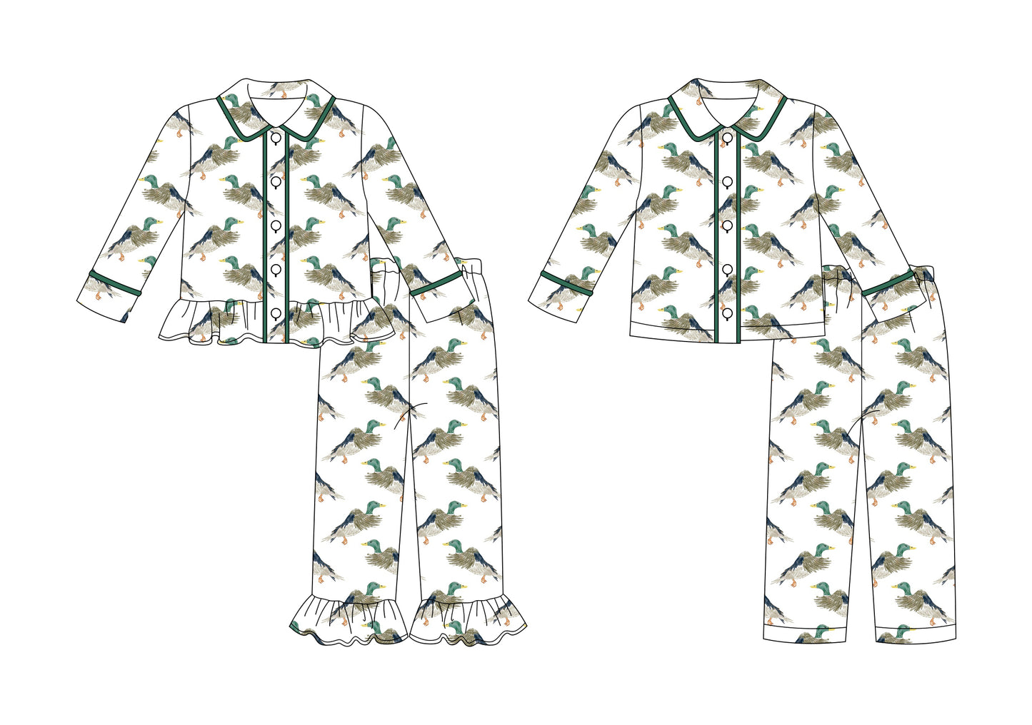 25.9.10 custom each style moq 5 eta 4-6week Sibling Sisters duck baby girl boy long sleeve pants sets 2