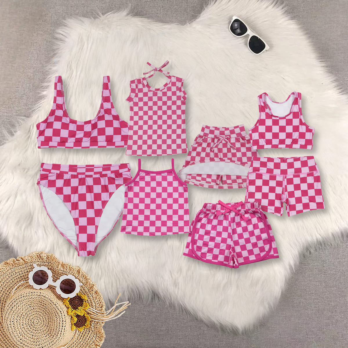 RTS Sibling baby girl clothes Short Sleeve Shorts sets and adult swimsuit