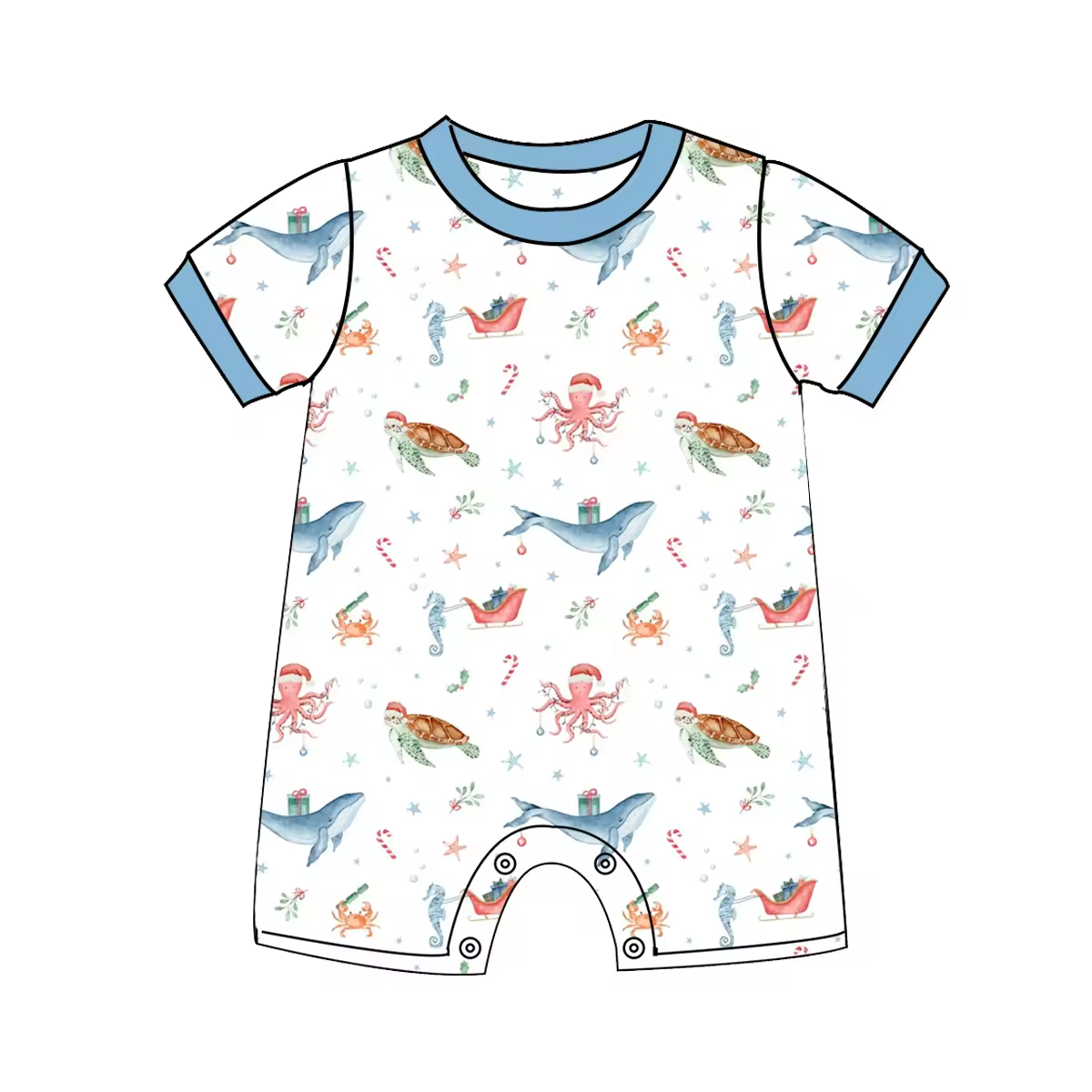 Custom moq 3 eta 6-8weeks Marine Animal Light Blue Short Climbing Suit
