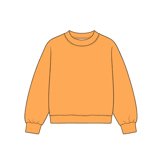 Custom moq 5 girls  Blank Cotton Tangerine-orange long-sleeve crew-neck sweatshirt
