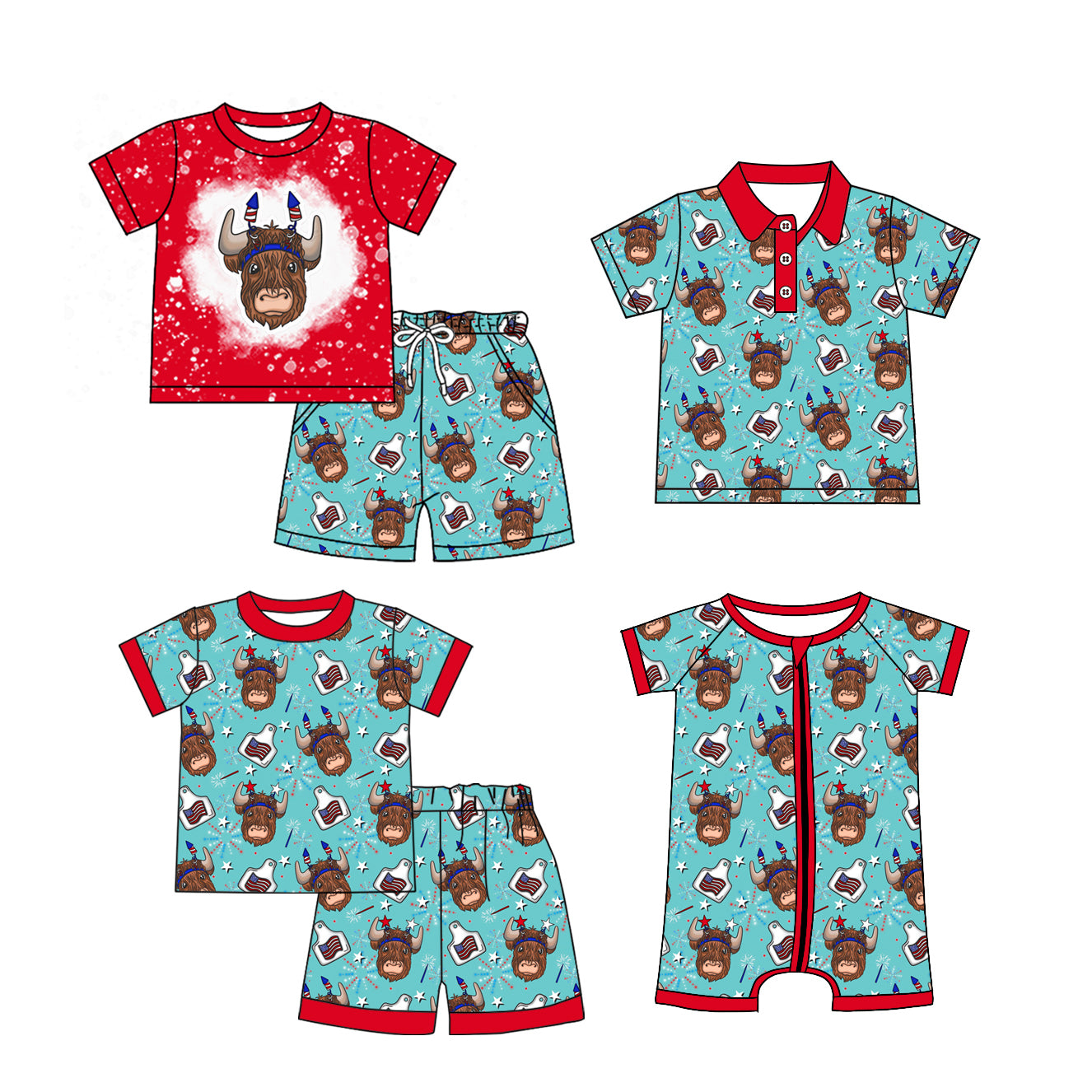 12.23 custom each style moq 5eta 4-6week Sibling Sister cow head baby girl sets 1 and sets 2 and boy rompers and top match family design