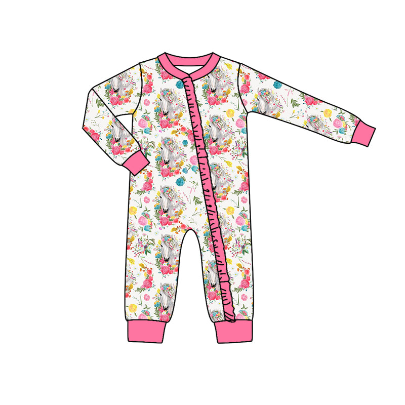 6.25 custom each style moq 5eta 4-6week Sibling Sister horse pink baby girls sets and dress and rompers match family design