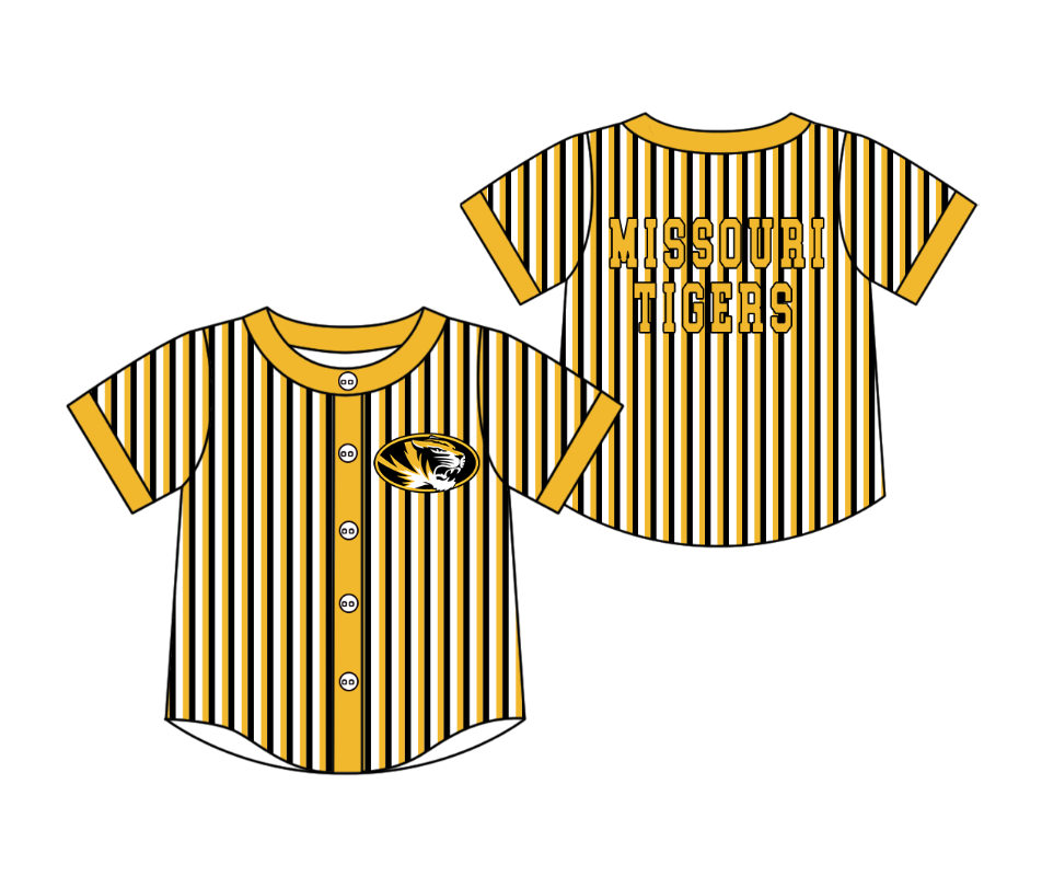 Custom moq 5 mix size milk silk summer teams Yellow Striped Short-Sleeved Button-Down Shirt for Baby Boy Outfit
