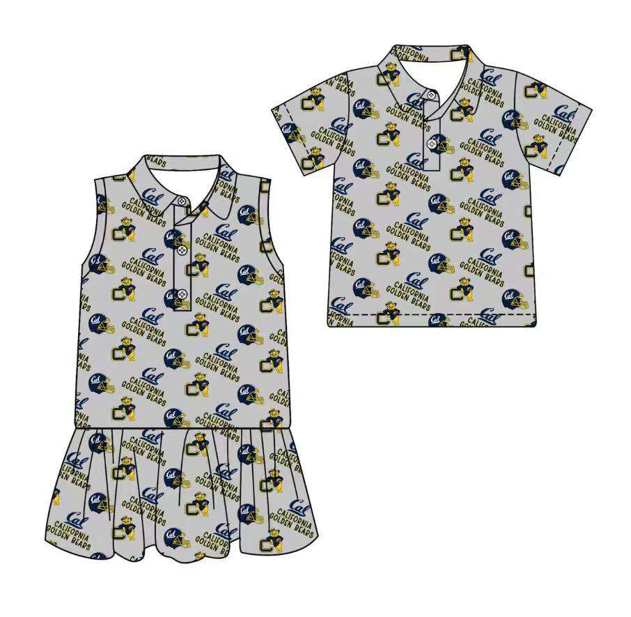Custom moq 5 mix size milk silk summer teams Grey Sleeveless Dress for Baby Girl Short-Sleeved Polo Shirt for Boy