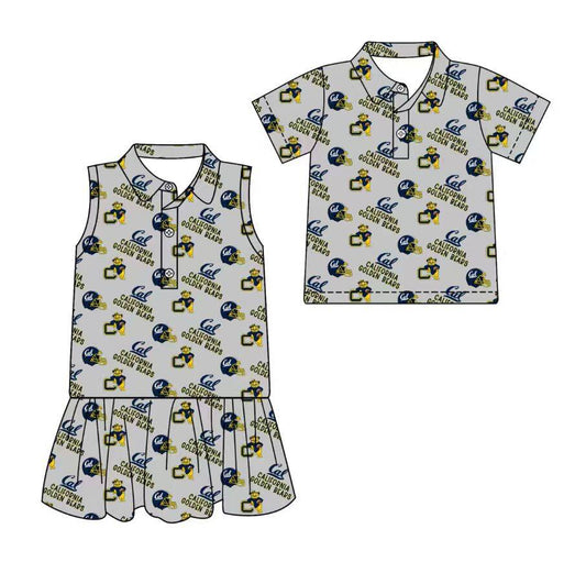 Custom moq 5 mix size milk silk summer teams Grey Sleeveless Dress for Baby Girl Short-Sleeved Polo Shirt for Boy