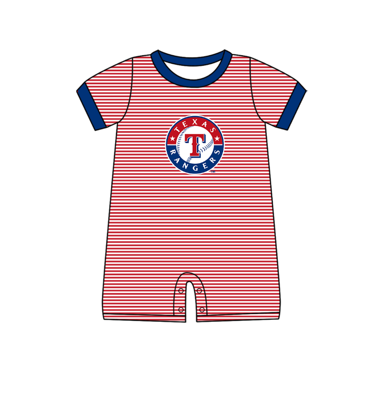 Custom moq 5 mix size milk silk summer teams Baby Boys And Girls Red Short-Sleeved Shirt And Shorts Set Matching Striped Rompers Outfit Set