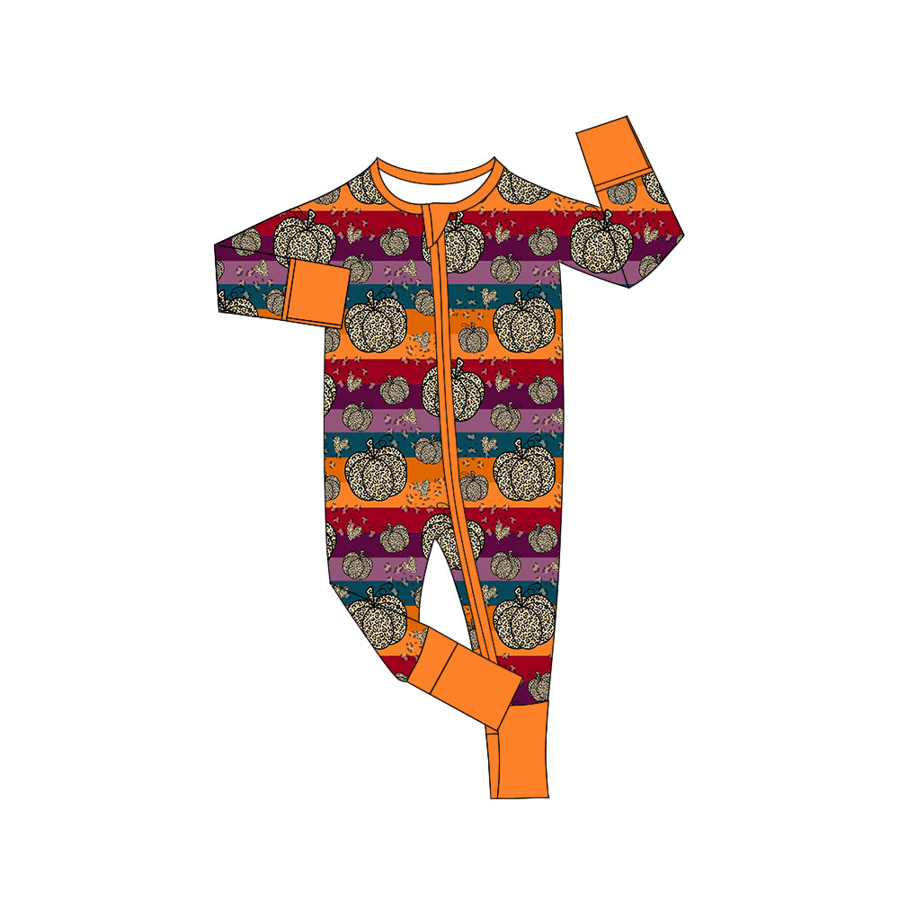 5.21custom each style moq 5eta 4-5week Sibling Sister Halloween pumpkin print orange girls outfits and baby romper and dress match family design