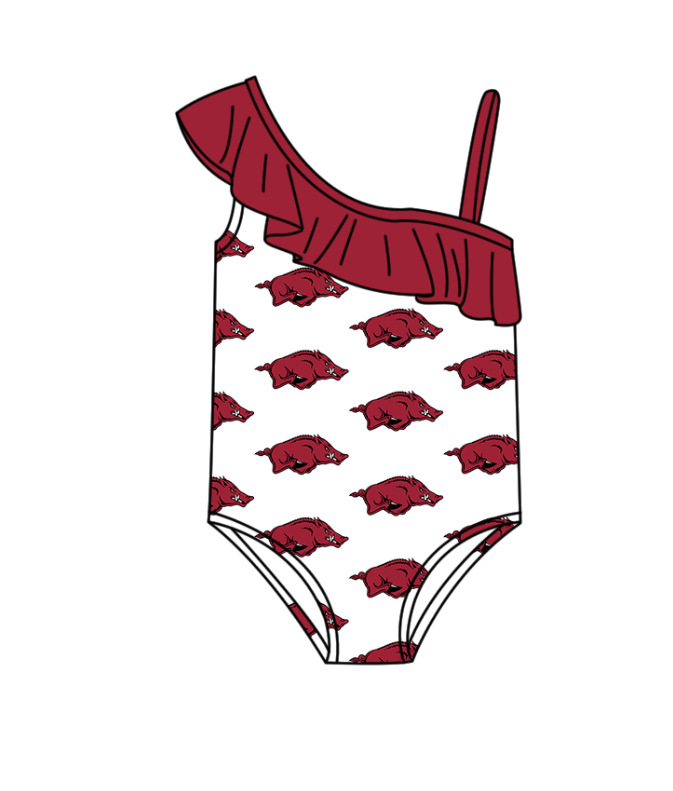 Custom moq 5 mix size milk silk summer teams Baby Girl Red Stripe  Two-Piece Swimsuit Set One Piece Swimsuits Boys Swim Trunks