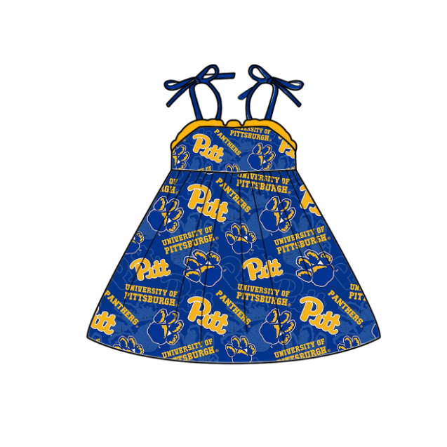 Custom summer teams baby girls clothes team blue sets dress romper-25.5.6