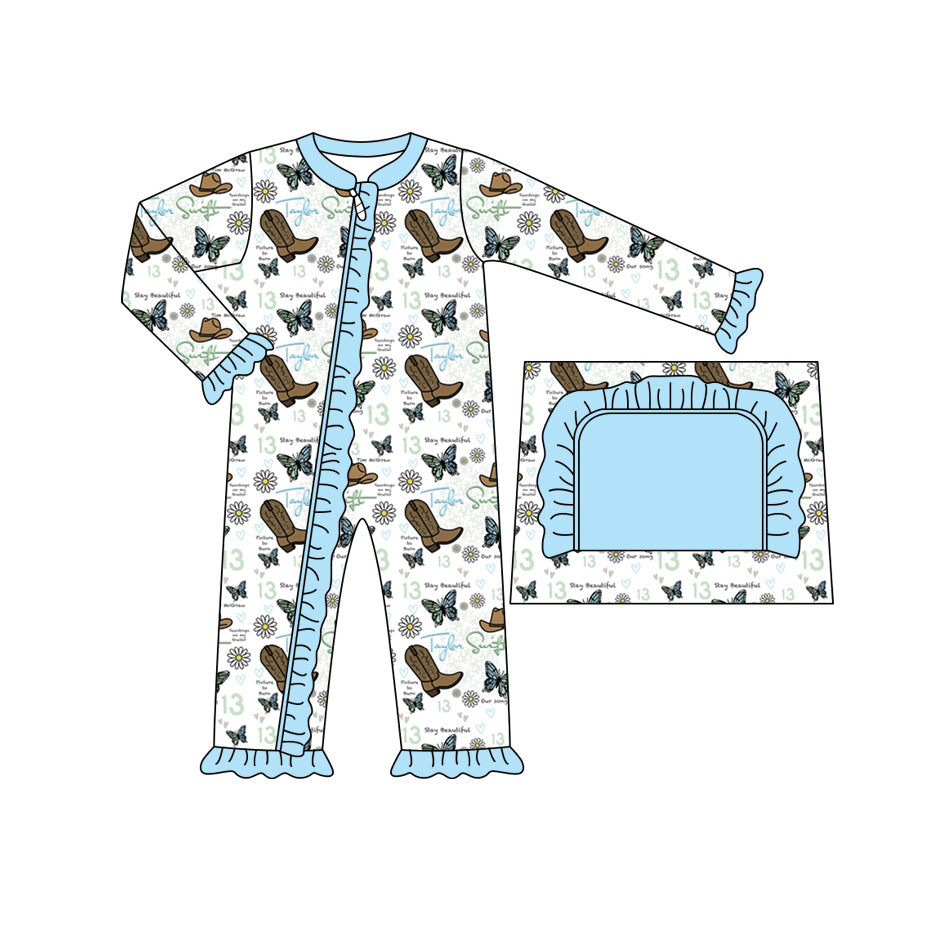 7.13 custom each style moq 5eta 4-6week Sibling Sister boots butterfly baby girls sets and dress and rompers match family design
