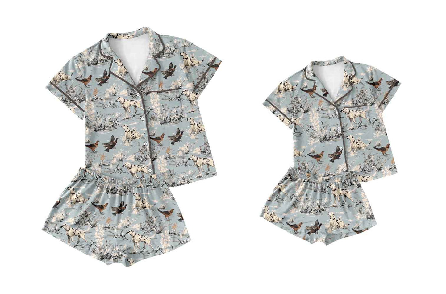 25.12.11 custom each style moq 5 eta 6-8week Sibling Sister puppy duck short sleeve shorts sets and adult set match design