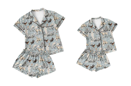 25.12.11 custom each style moq 5 eta 6-8week Sibling Sister puppy duck short sleeve shorts sets and adult set match design