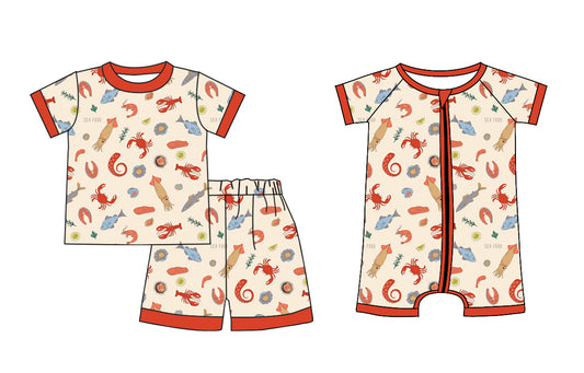 12.24 custom each style moq 5eta 4-6week Sibling Sister crayfish baby boy short sleeve shorts sets and rompers match design