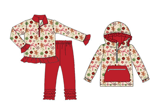 25.8.30 custom each style moq 5eta 4-6week Sibling Sisters bow red baby girl long sleeve pants sets and top match family design