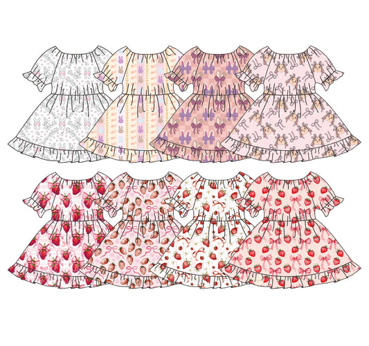 25.9.23 custom each style moq 8 eta 6-8week Sibling Sisters bow baby girl long sleeve dress 8 match family design