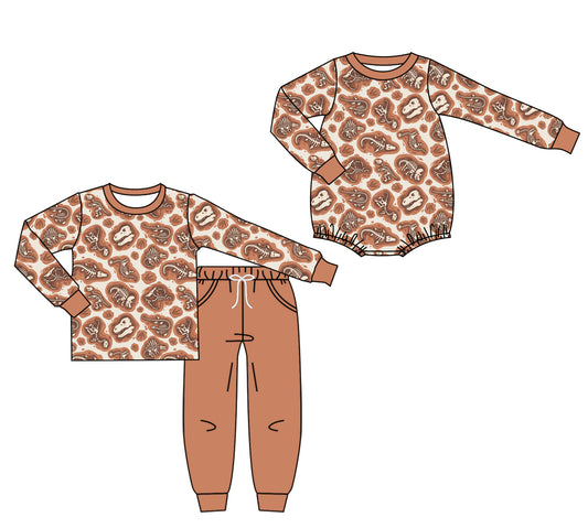 25.7.19 custom each style moq 5eta 4-6week Sibling Sister baby boy long sleeve pants sets and rompers match family design