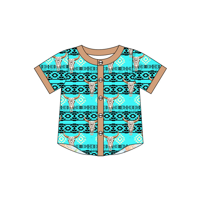 10.10 custom each style moq 5 eta 4-6week baby girls clothes cow teal short sleeve top