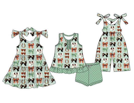 25.5.22 custom each style moq 5eta 4-6week Sibling Sister bow baby girl short sleeve shorts sets and dresses and jumpsuit match design