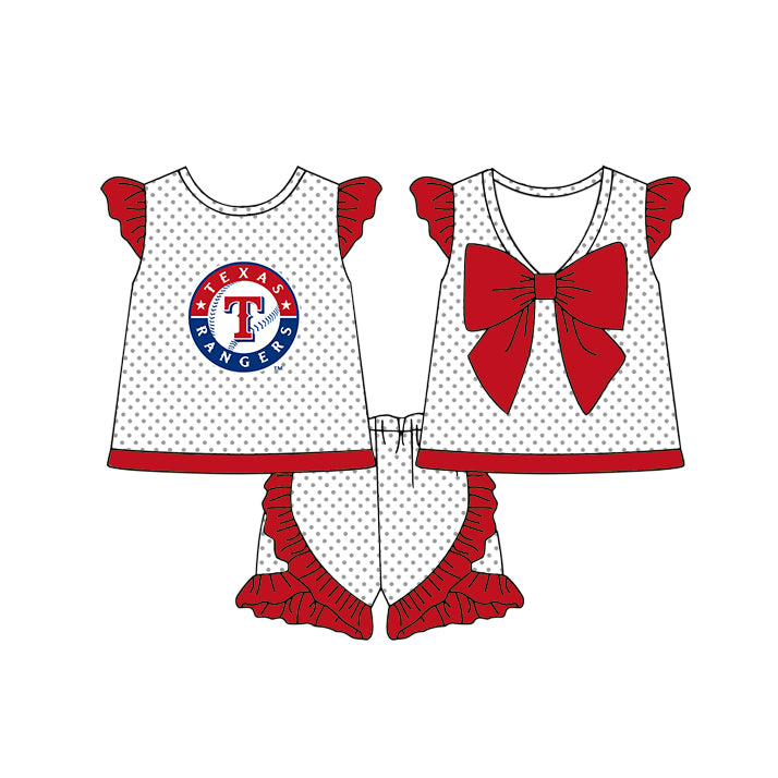 Custom moq 5 mix size milk silk summer teams Girls Long Sleeve Red Top Matching Short Sleeve Set Boys Tops