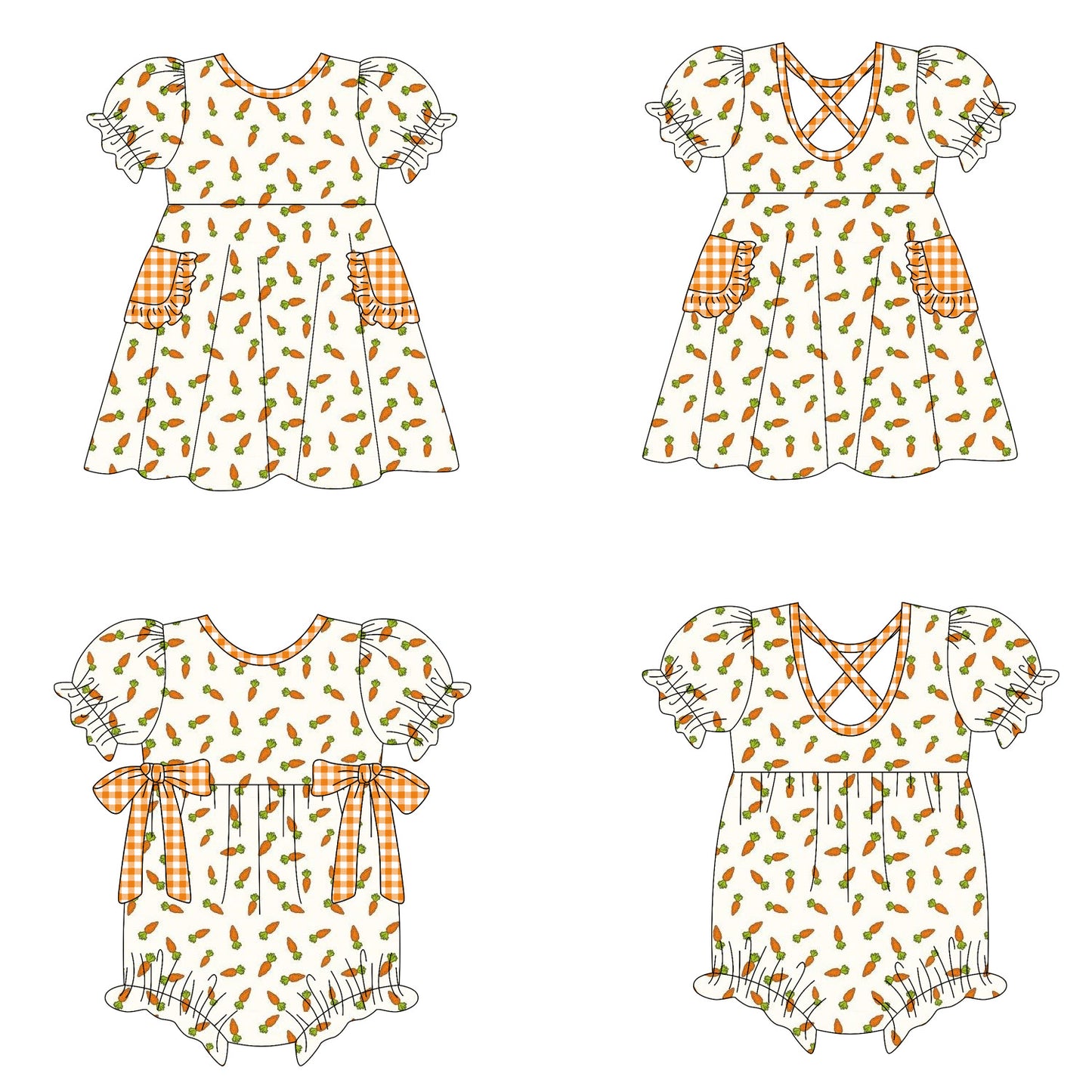 25.10.13 custom each style moq 5 eta 6-8week Sibling Sisters carrot baby girl short sleeve dress and romper match family design