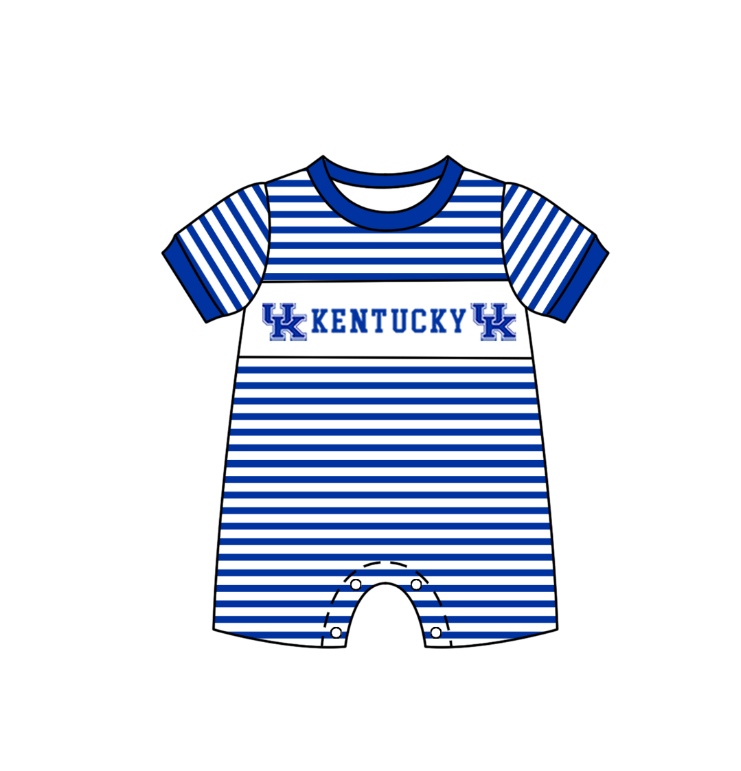 Custom moq 5 mix size milk silk summer teams Boys Short Sleeve Top Blue Striped Shorts Set With Matching Romper Girls Flutter Sleeve Polka Dot Dress Romper