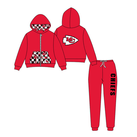 Custom moq 5 mix size eta 6-8weeks milk silk summer teams red baby girl clothes hooded long sleeve pants sets-25.9.11