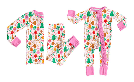 25.9.8 custom each style moq 5eta 4-6week Sibling Sisters Christmas trees bow baby girl clothes long sleeve pants sets and romper match family design