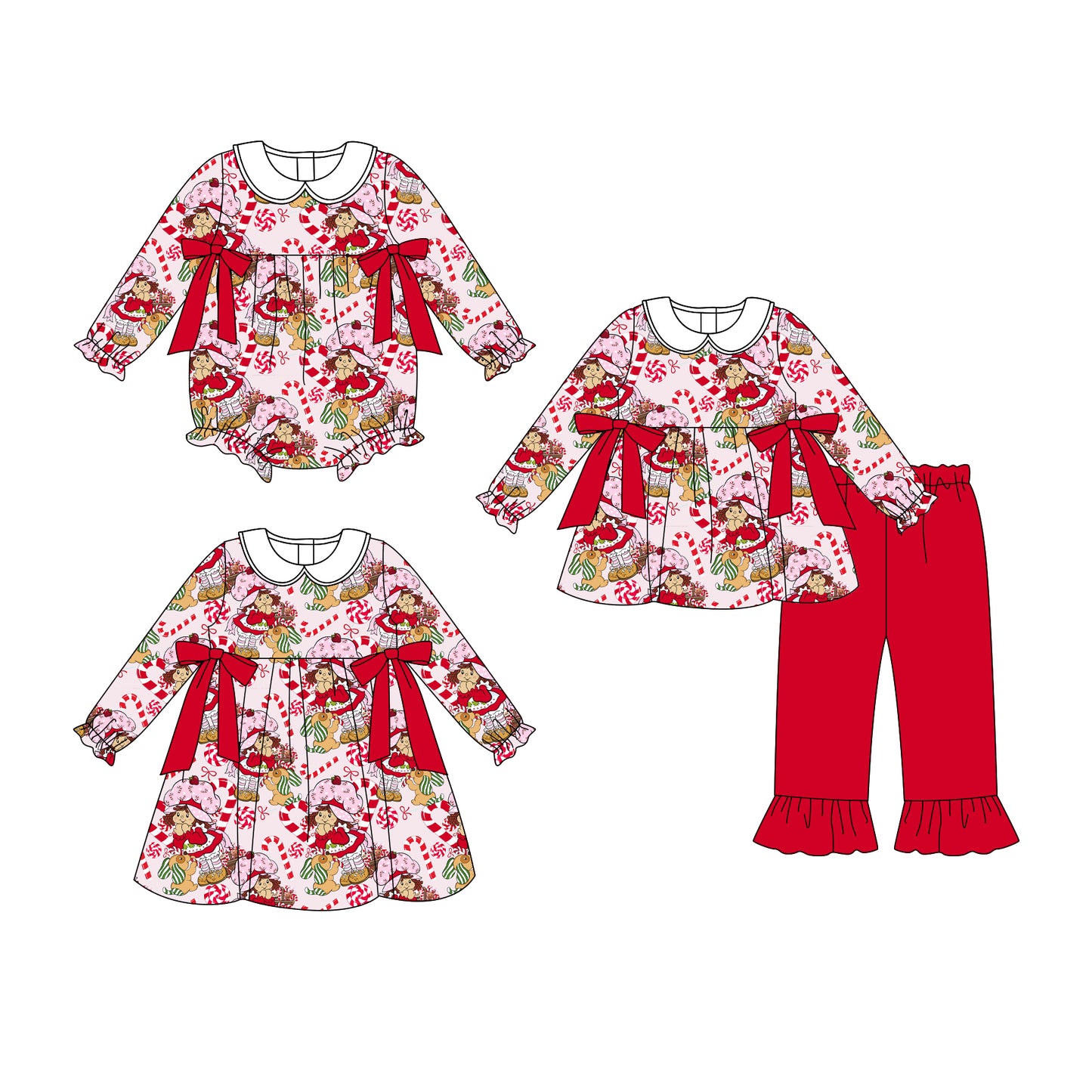 25.8.5 custom each style moq 5eta 4-6week Sibling Sisters Christmas baby girl long sleeve pants sets and dress and rompers match family design