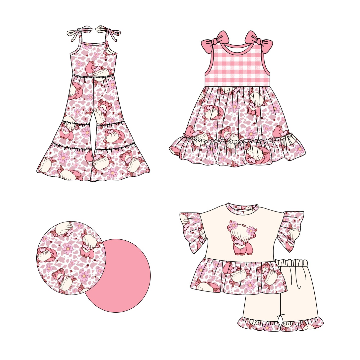 2.21 custom each style moq 5eta 4-6week Sibling Sister alpine floral baby girl sets and dress and jumpsuit match family design